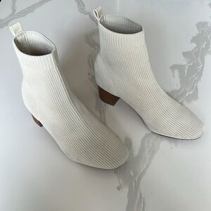 Joie Neely Ivory Ribbed Sock Booties Stretch Ankle Boots Womens Sz 8